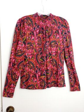 Boden Pink Multicolor Abstract Print Colorful Pullover Shirt